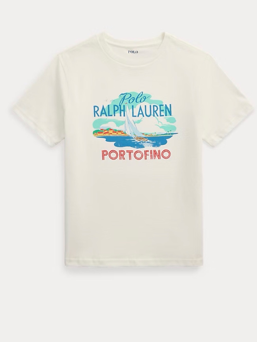 Polo Ralph Lauren Portofino Graphic Cream Sailboat Coastal T-Shirt (Kids L,XL)
